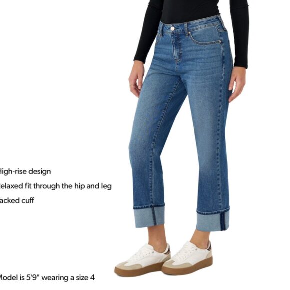 Edited by Hunter Mc Grady Size 12 Women's Blue Cuffed Wide Leg Jean - Picture 2 of 5